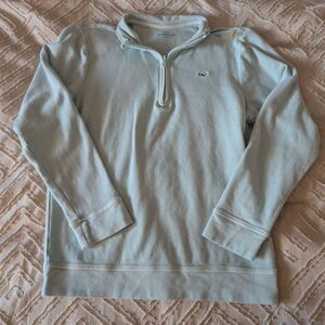 Vineyard Vines Women's Large 1/4 Zip Shep Shirt Pullover Light Blue 100% Cotton